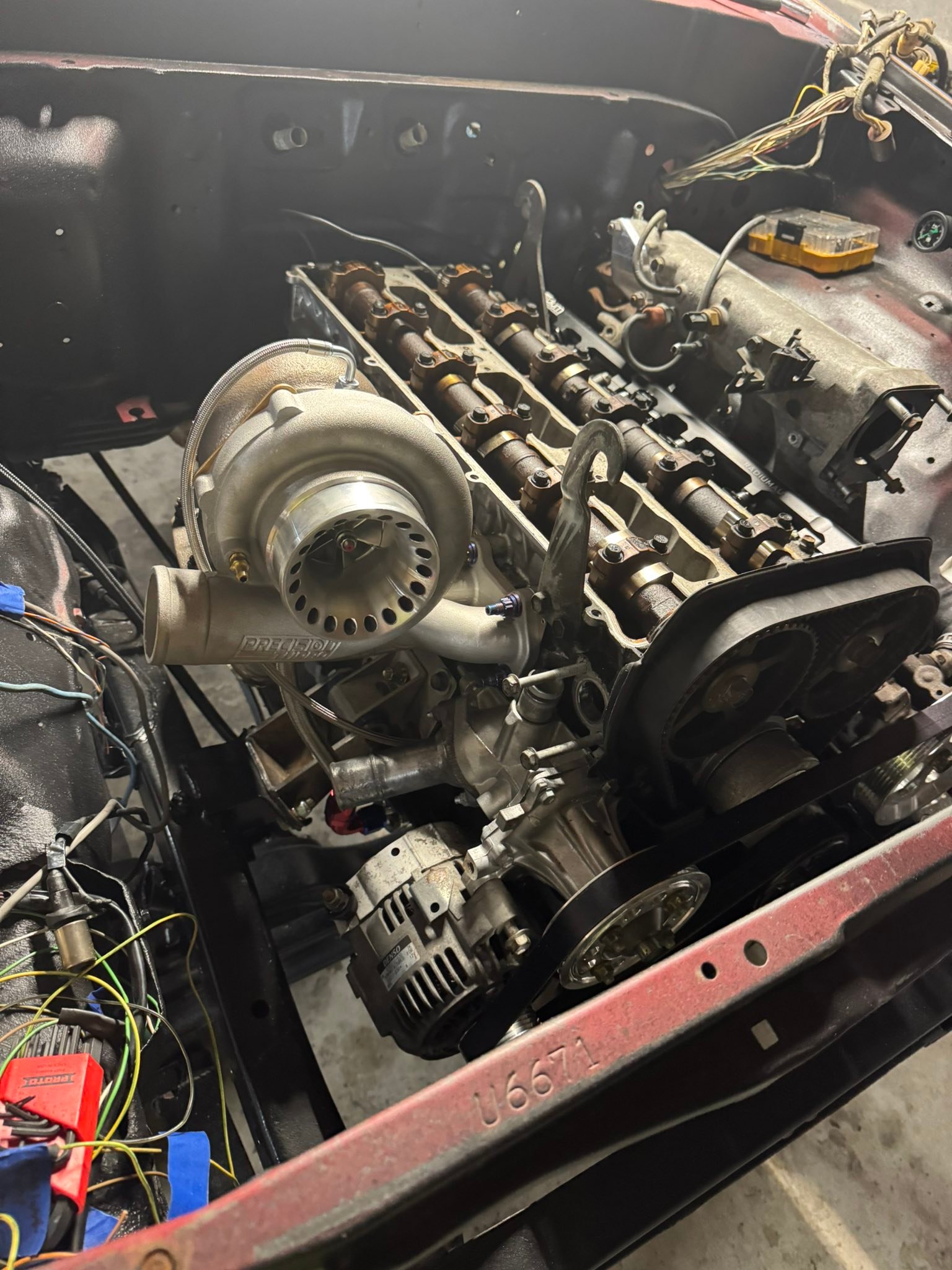 1jz engine swap preparation with engine bay paint