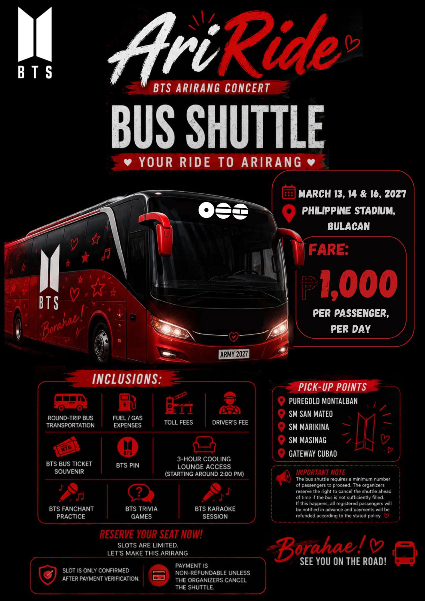 BTS Busan concert 2026 shuttle bus service