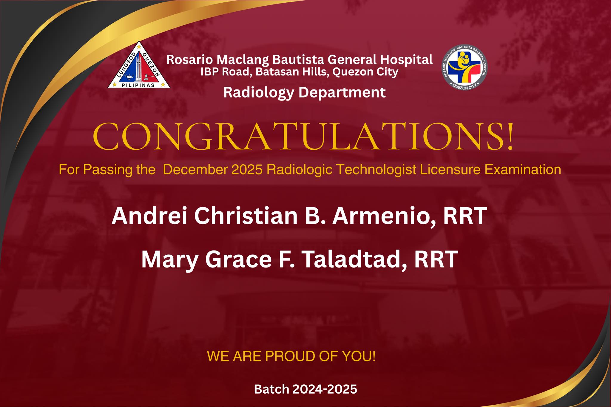 Congratulations to the first batch of... - Dexter John Catiwa | Facebook