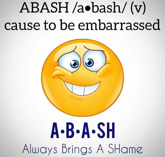 Zephyr English Cafe | #Words# Abash 👉 cause to be embarrassed. Example ...