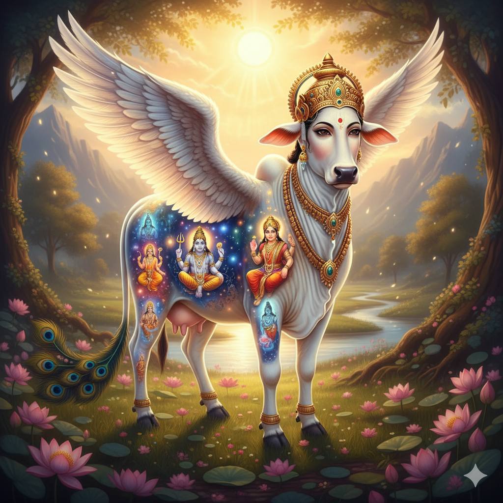 ✴︎ヴィンテージ✴︎インド✴︎カマンダル✴︎牛✴︎ Vintage lithograph print of kamdhenu cow