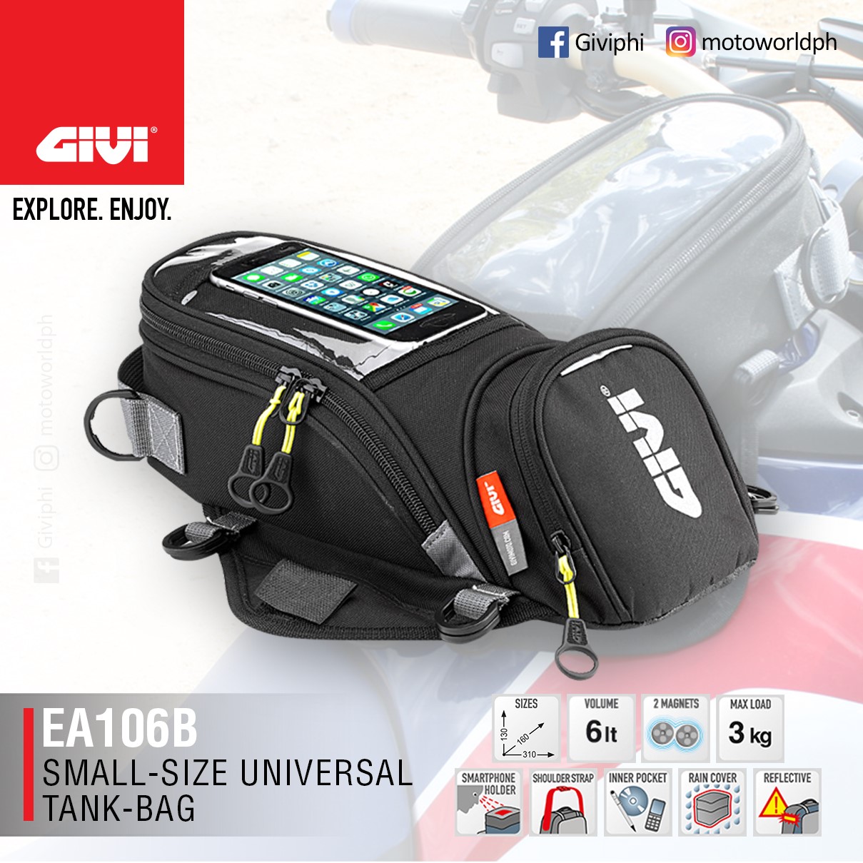 Givi EA106B Easy-T 6L Tank Bag Install and Review on a 2019 Ducati Desert Sled | Adventure Rider