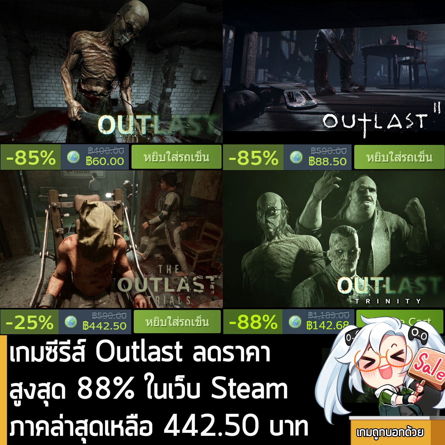 เกมซีรีส์ Outlast กำลังลดราคาสูงสุด... - เกมถูกบอกด้วย v.3