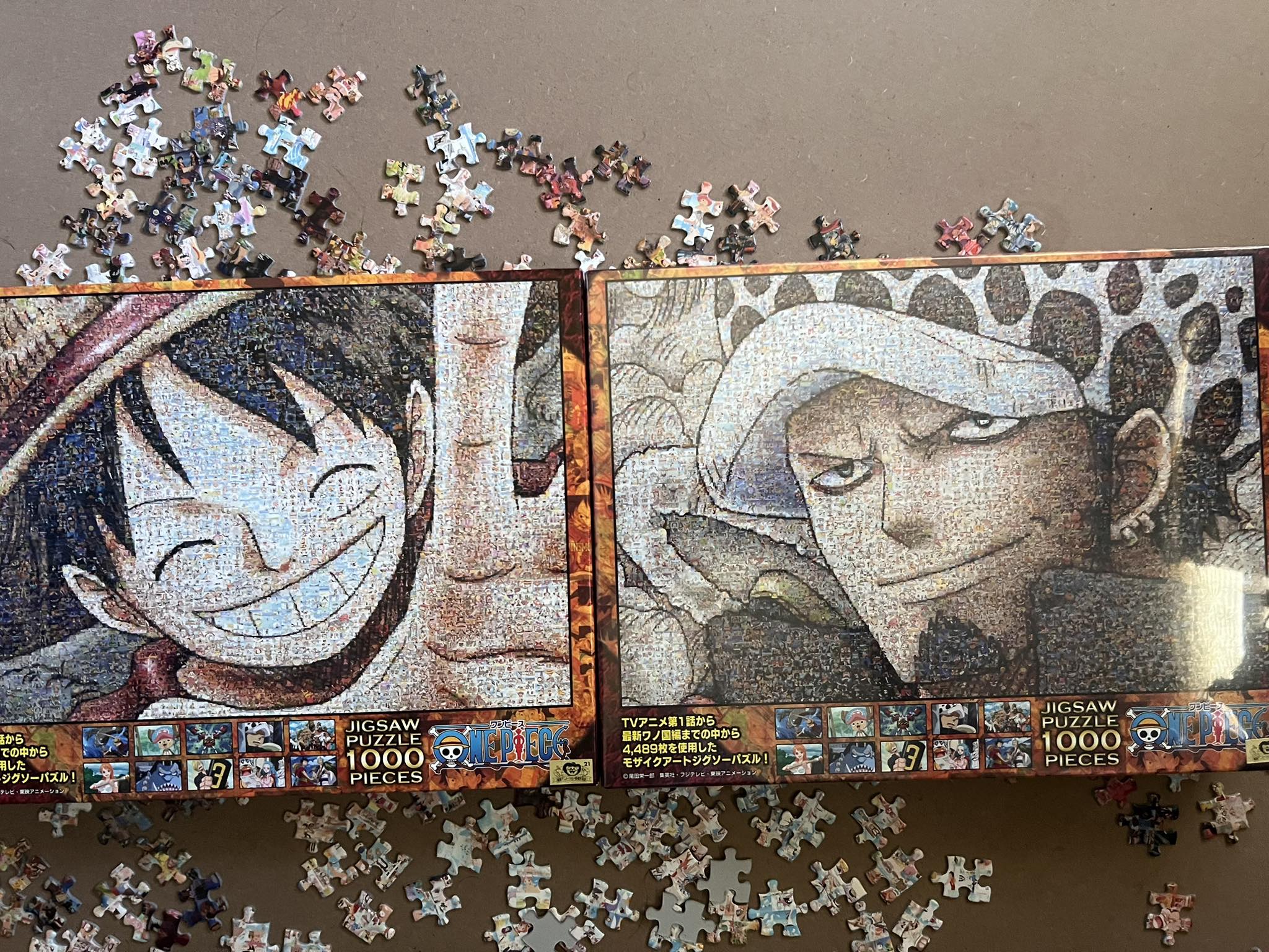 Started with Luffy's 1,000 piece puzzle after that Laws