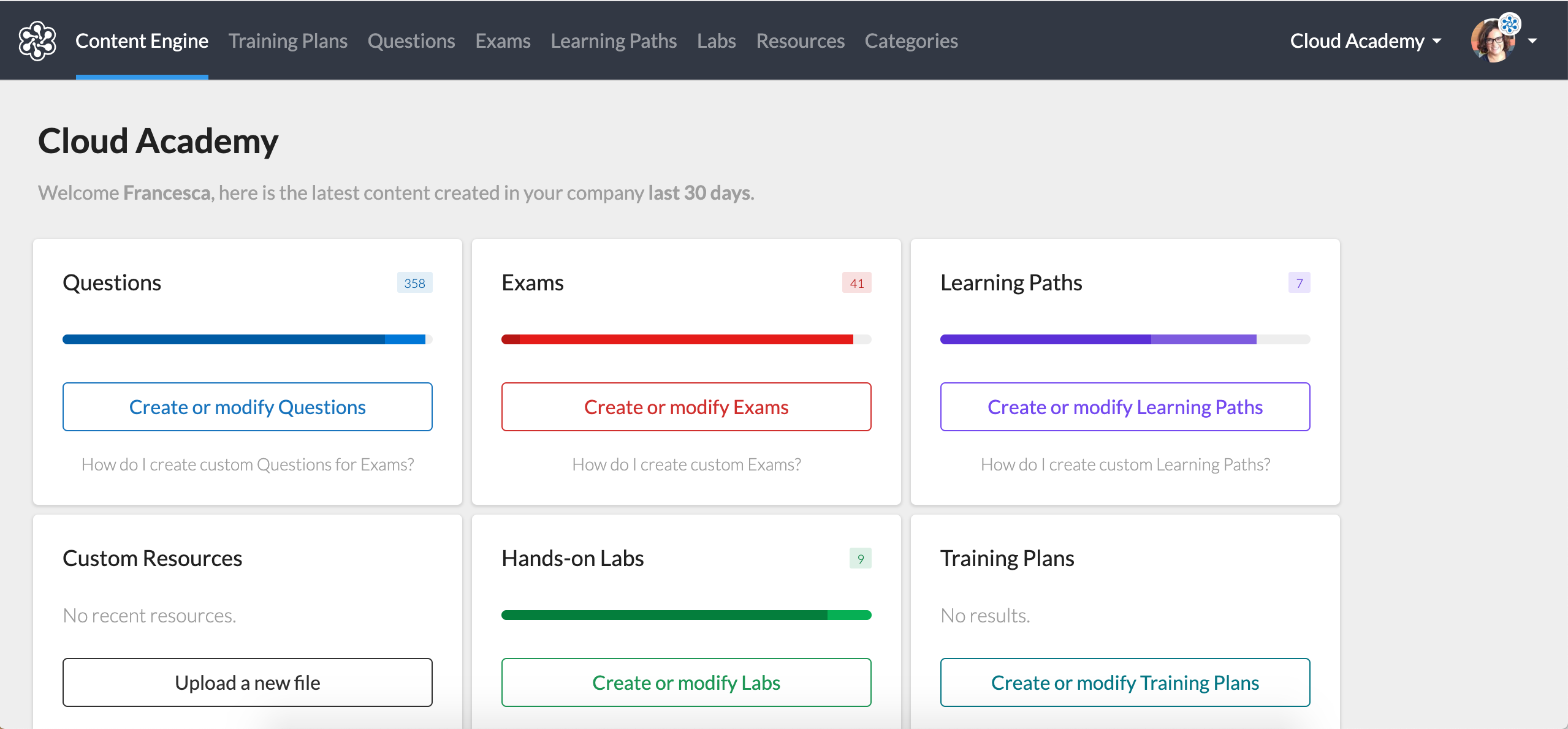 Cloud Academy - Build an exam that has 20 questions on AWS...