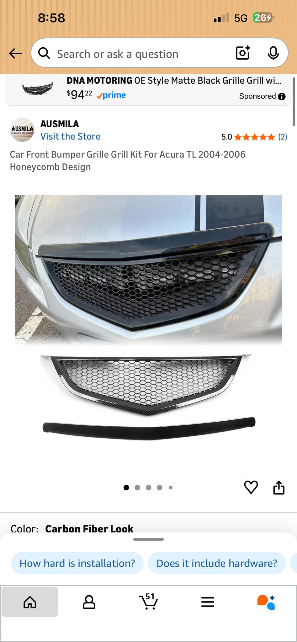 Upper Grille Molding - 2014 Acura TL 2013