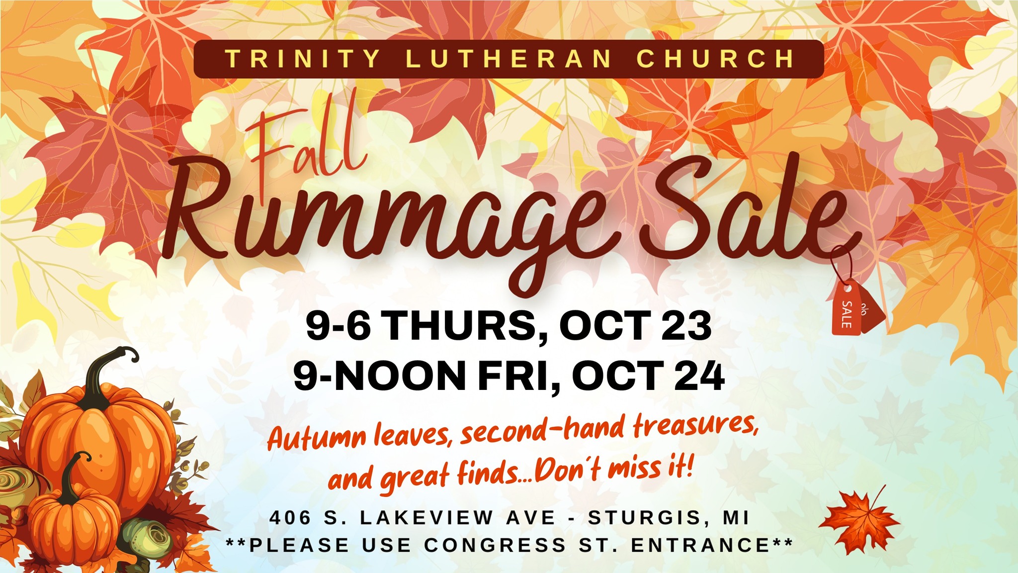 Fall Rummage Sale @ Trinity Lutheran Church