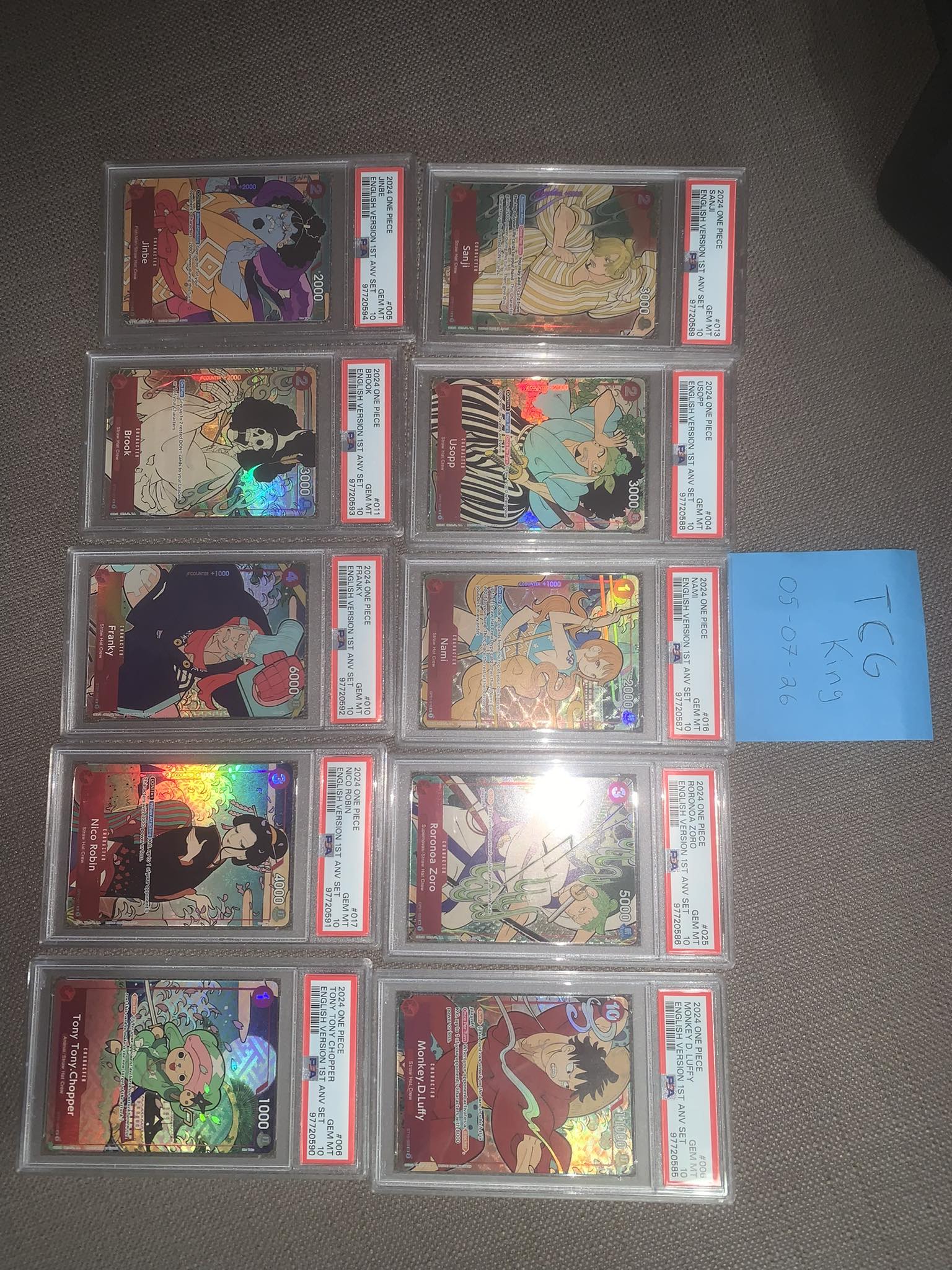 PSA 9 One Piece English 1st Anniversary Set