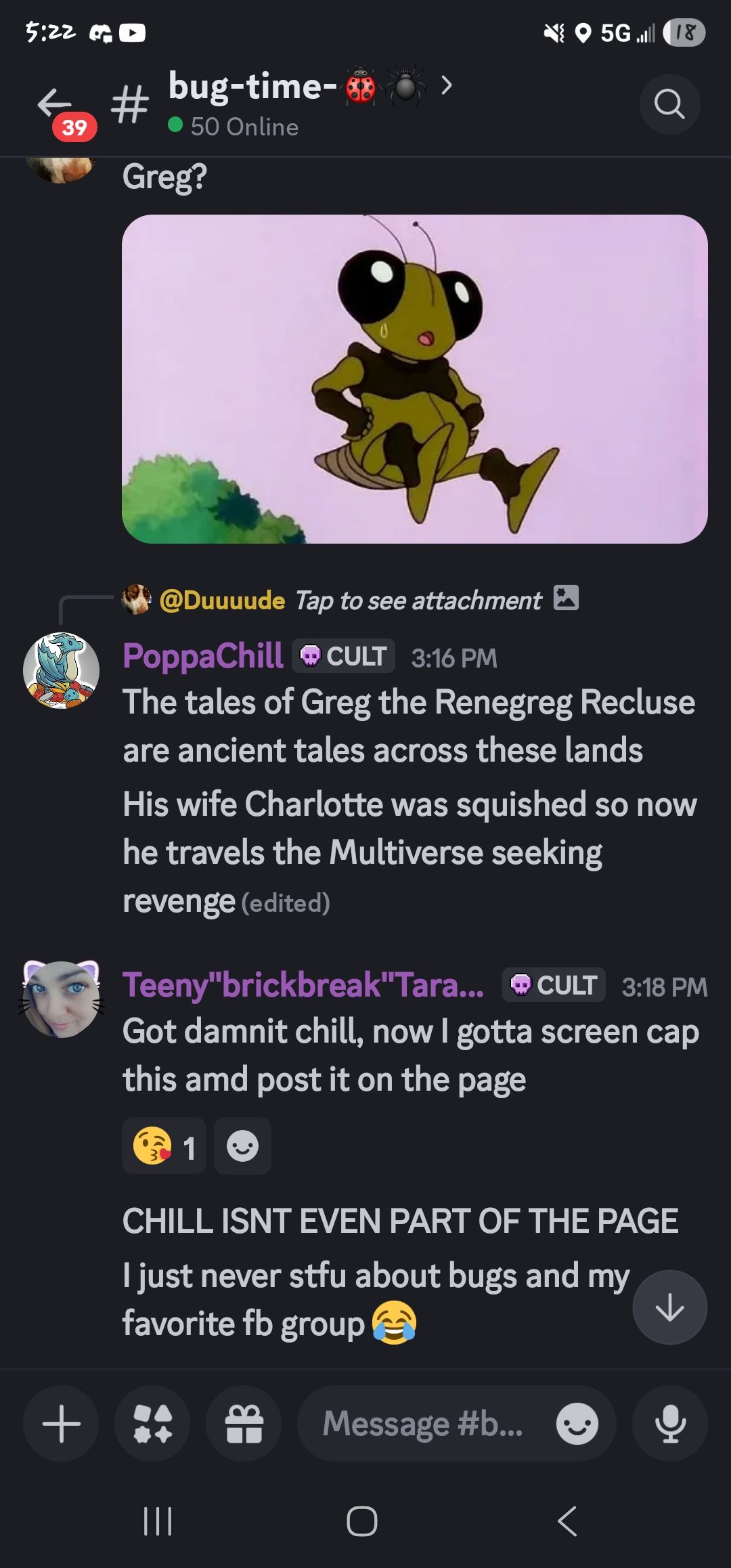 Entomemeology | Greg lore has spread to my completely unrelated discord ...