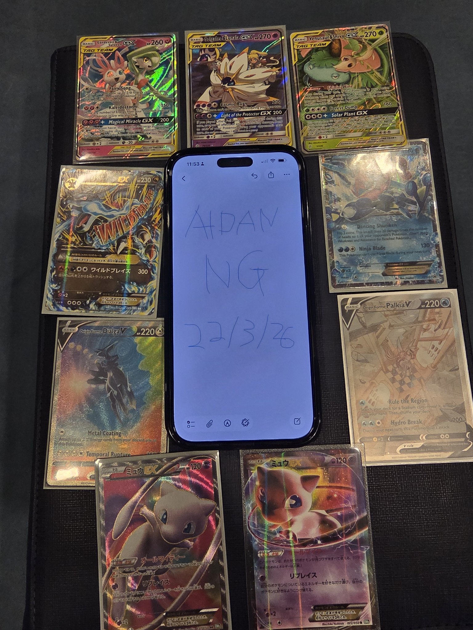 WTS some cards Gard 220 Solgaleo 110 Snivy Venu 75 M charizard 600 