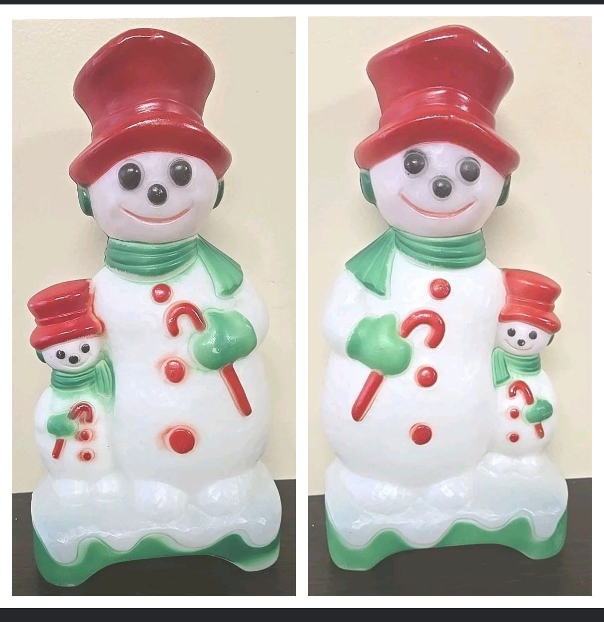 Vintage 1971 Empire snowman blow mold withstands New Jersey winter