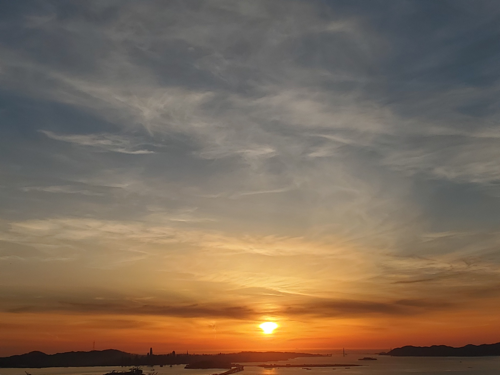 Sunset over the Bay tonight. Never get tired of 