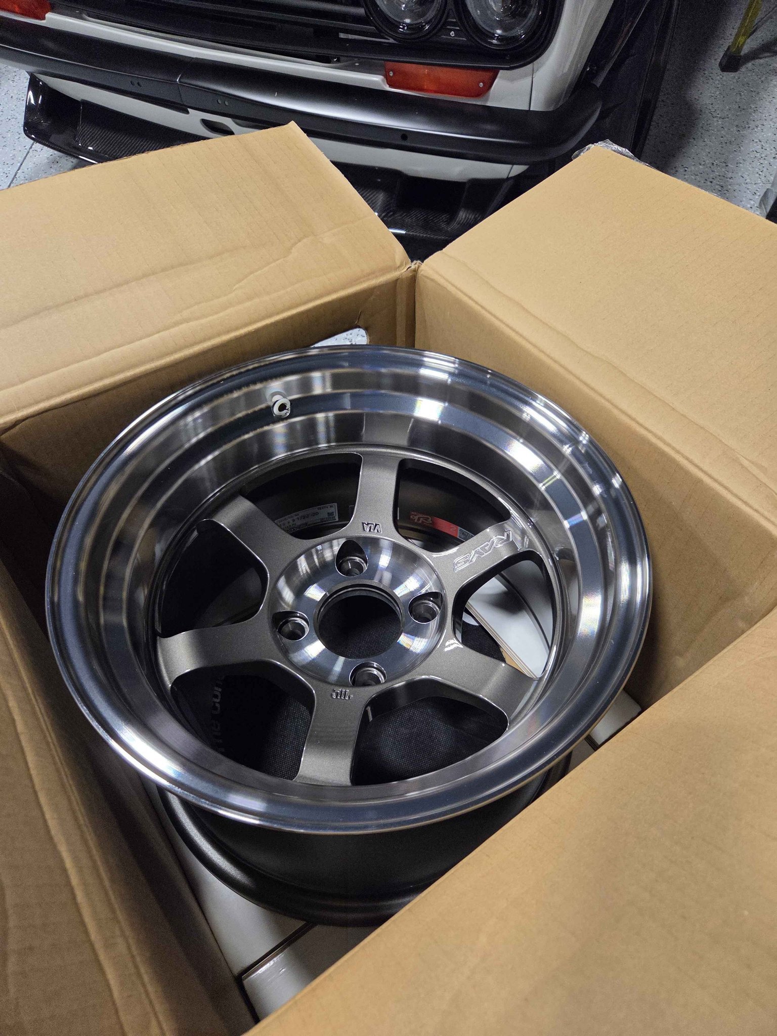 Rays Volk Racing TE37V 1920 Limited wheels. Front are 15 x 8 -13 