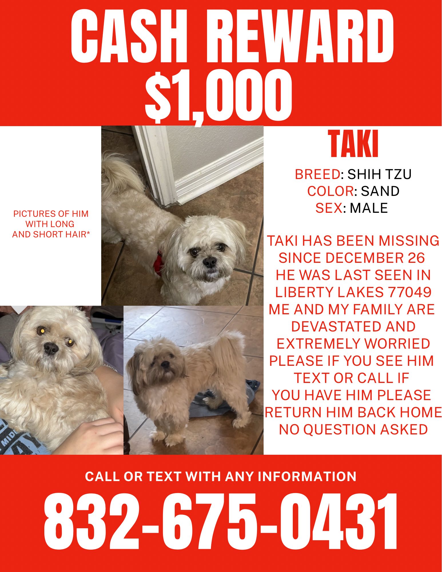 missing person reward offered | Baytown, TX