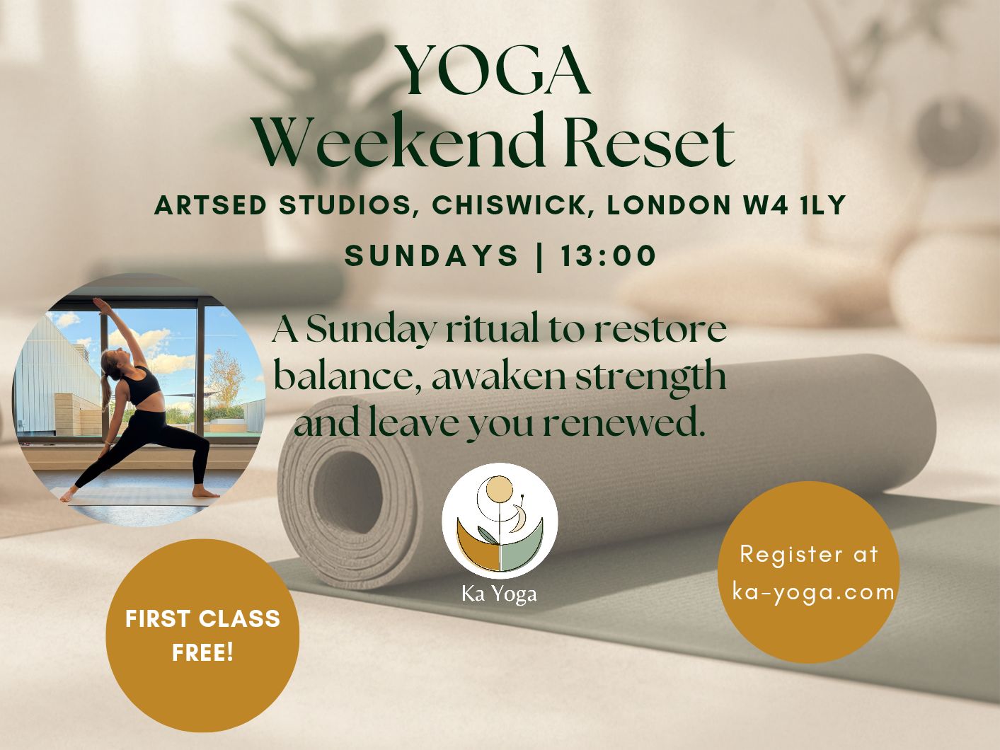 YOGA Weekend Reset — Sundays at 1:00 PM | ArtsEd Studios, Chiswick ...