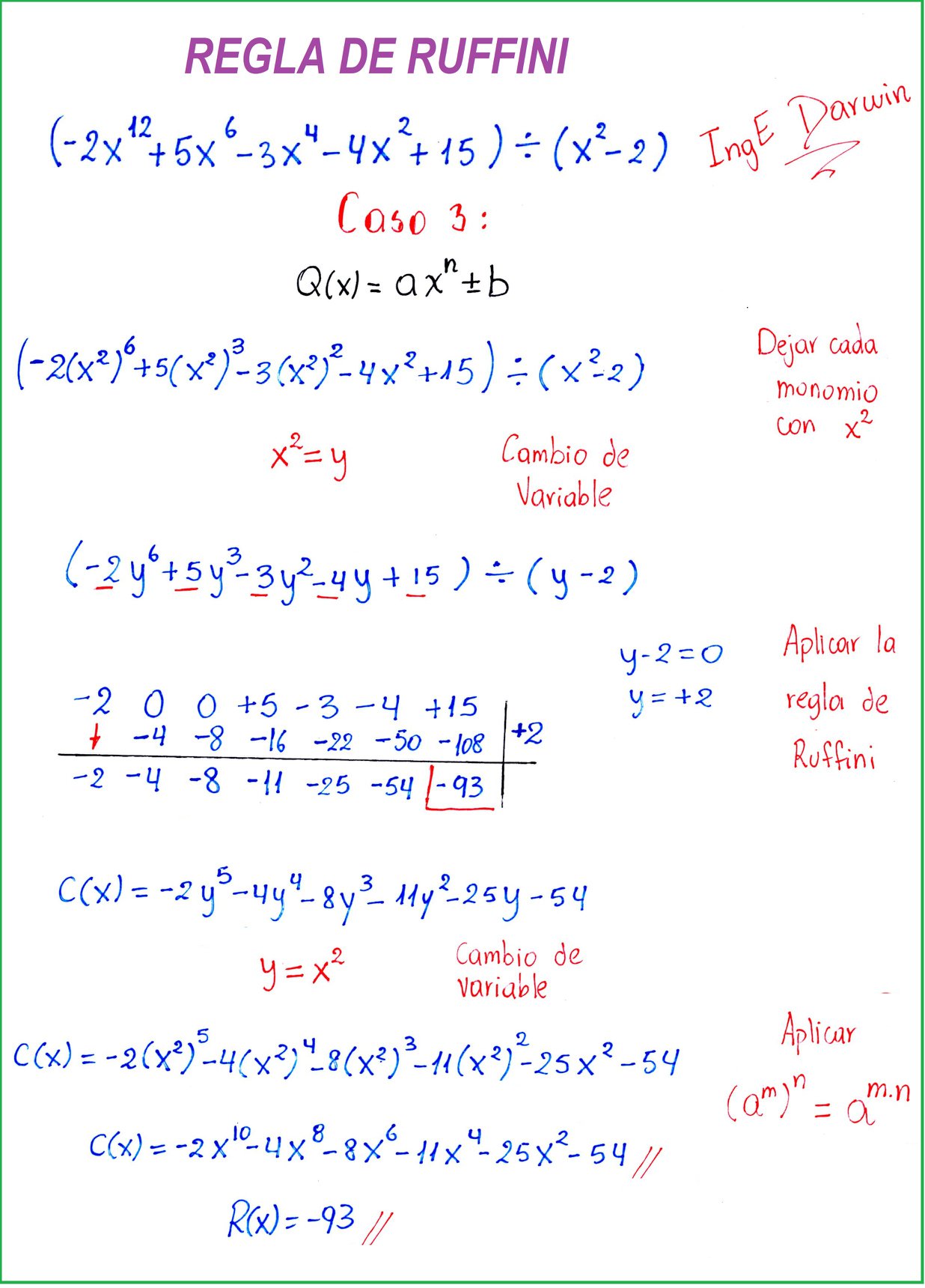 IngE Darwin - REGLA DE RUFFINI 👨‍🏫👨‍🏫...