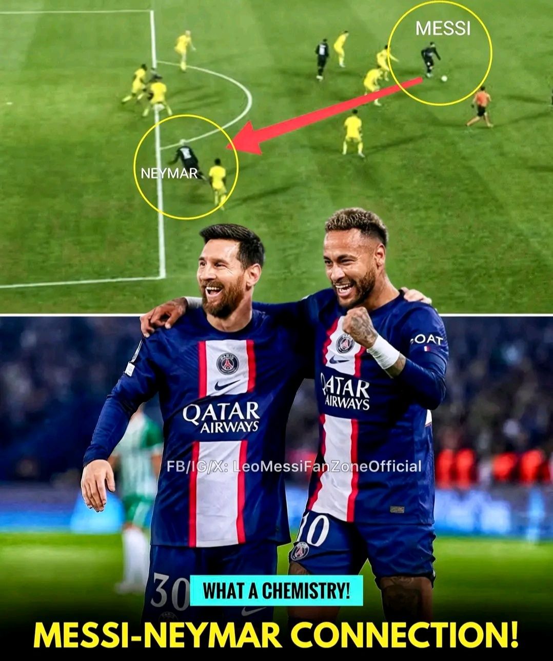 Lionel Messi sets up Neymar. This duo 👉👈