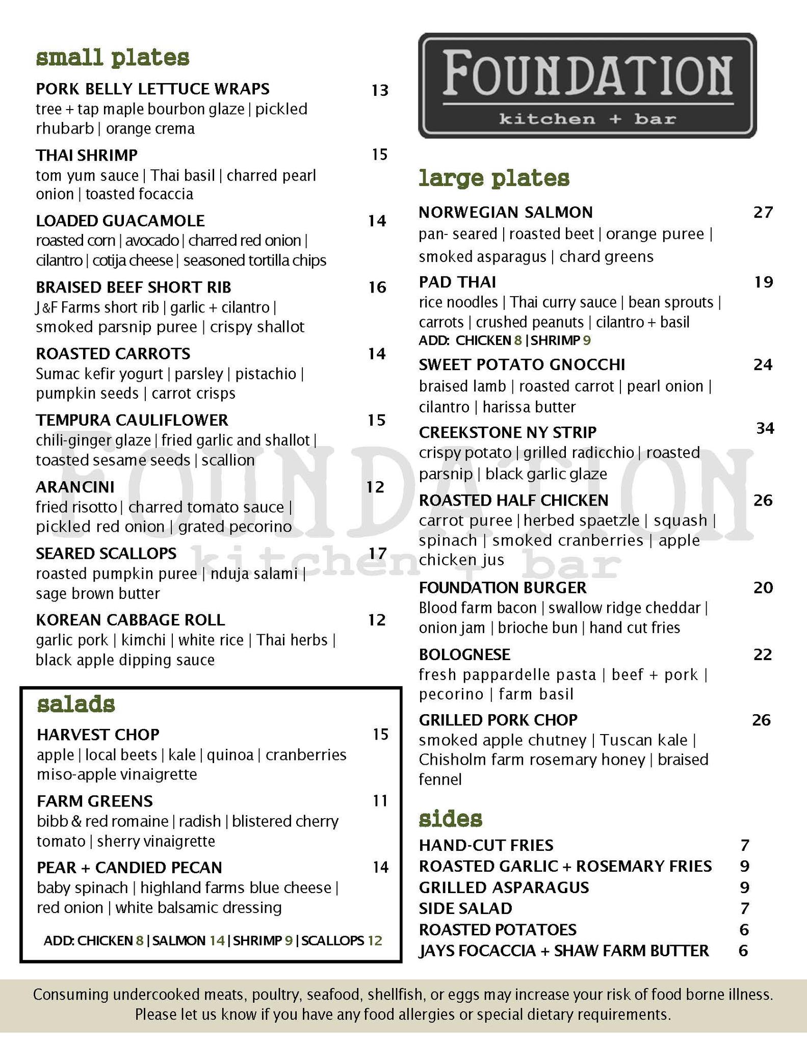 Our Fall Menu is available and... - Foundation Kitchen + Bar