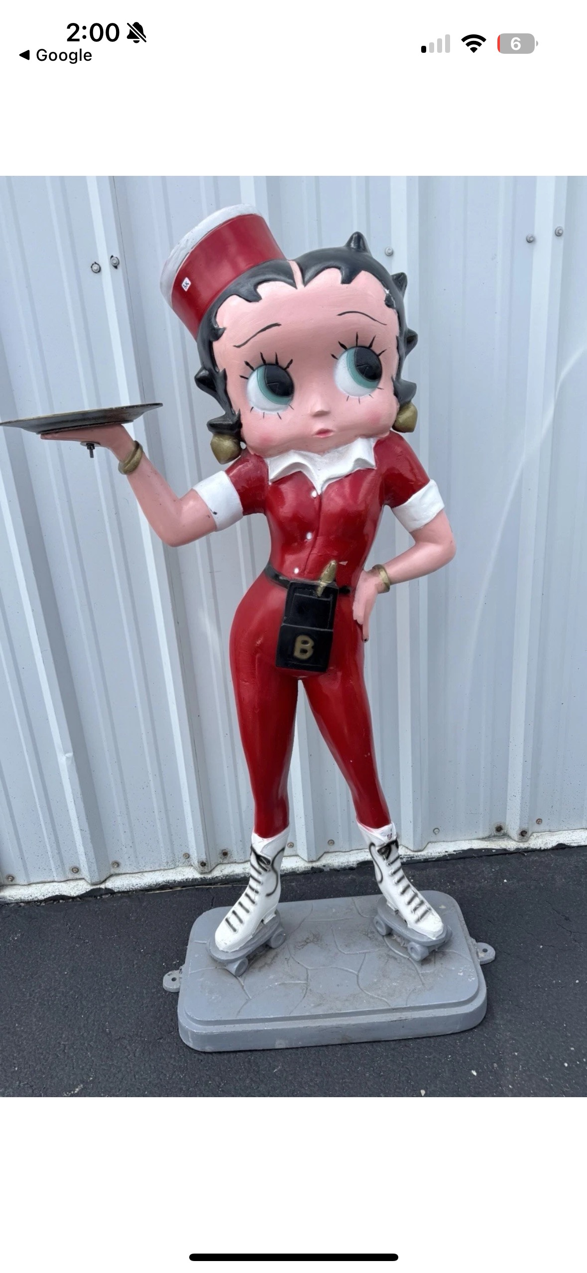64” LIFE SIZE METAL BETTY BOOP CAR HOP STATUE Roller Skate DISPLAY