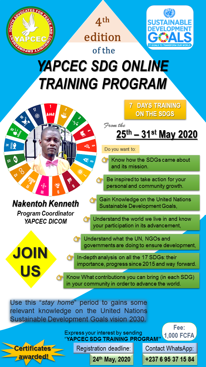 The 4th edition of the YAPCEC SDG ONLINE TRAINING PROGRAM now opens for ...