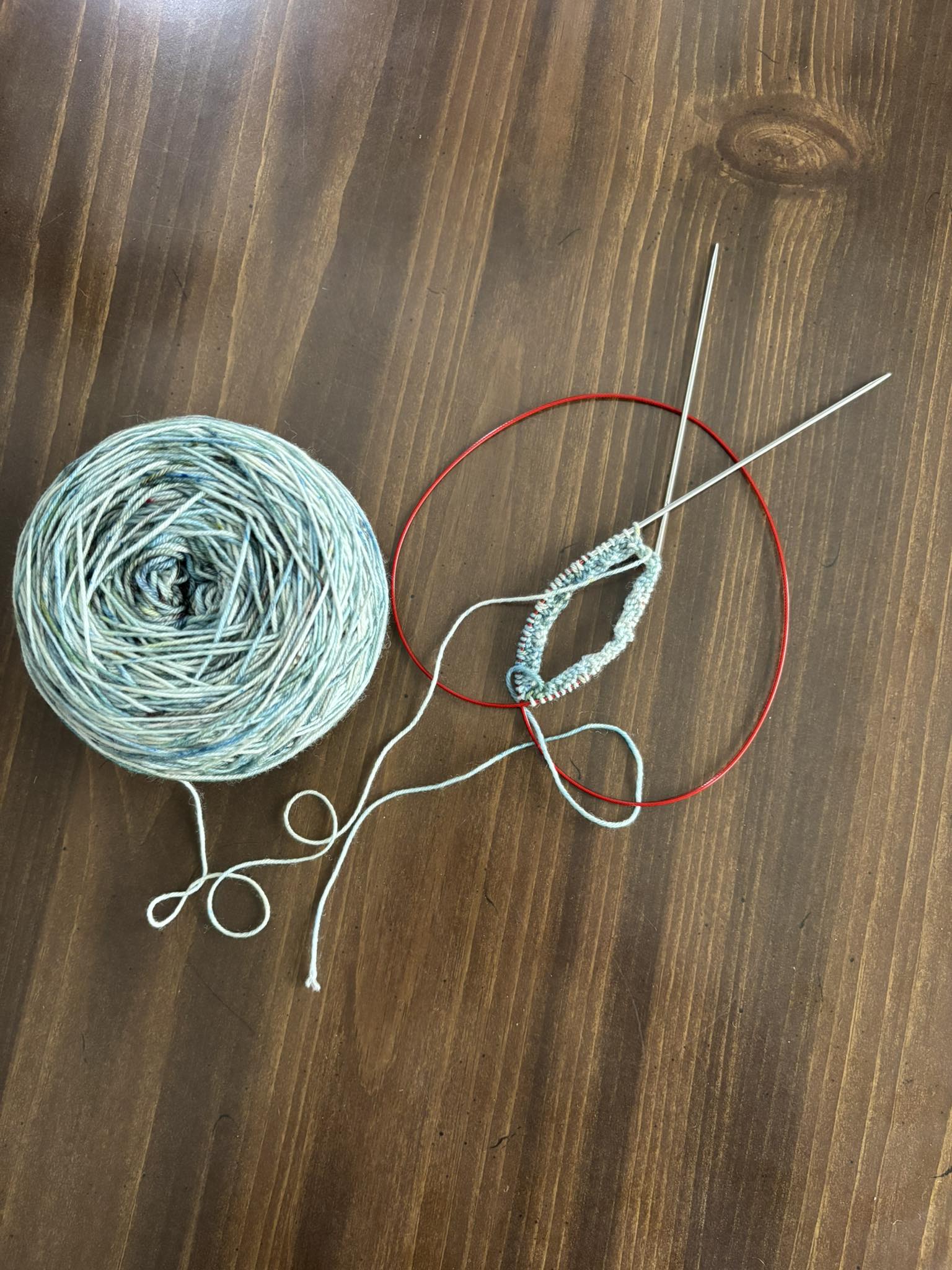 Knitting vanilla socks with hand dyed yarn