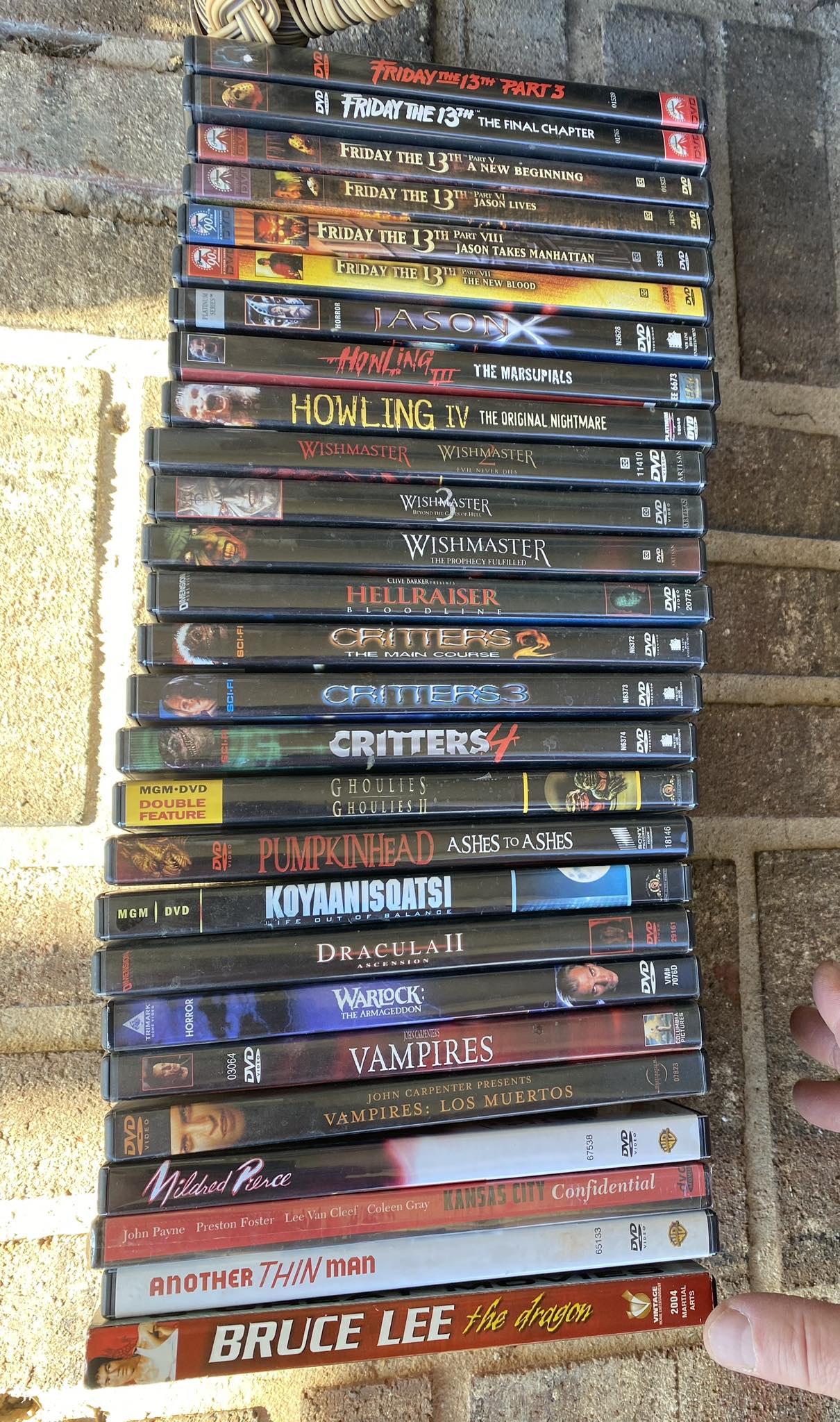 Horror movie DVDs found at thrift shop