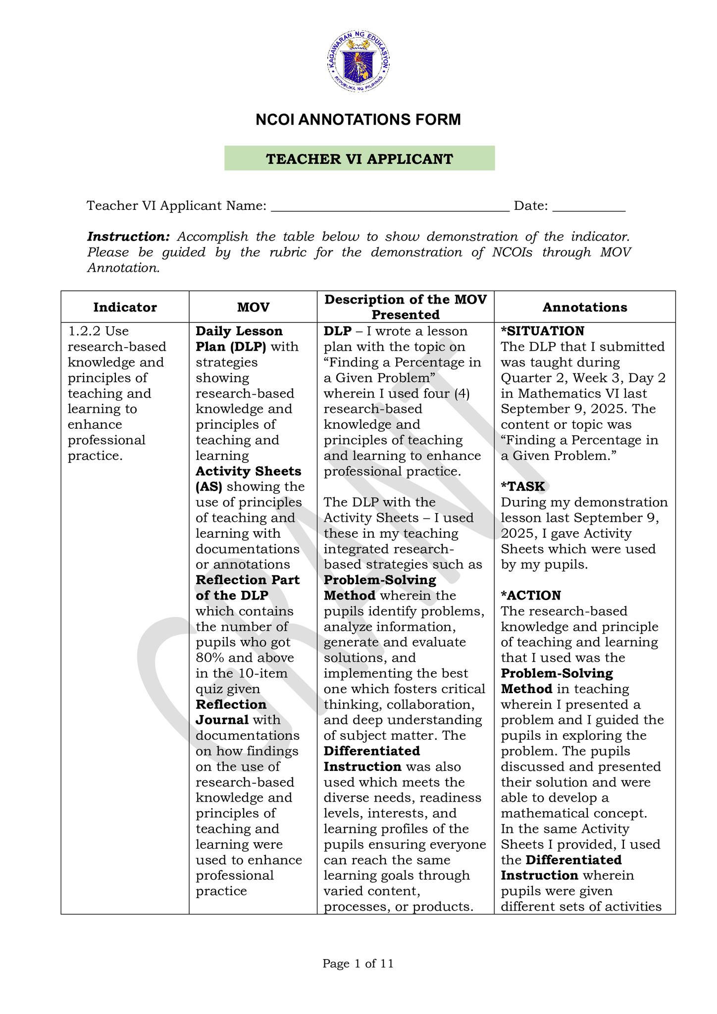 Grant Gubatan - Non-Classroom Observable Indicators (NCOI)... | Facebook