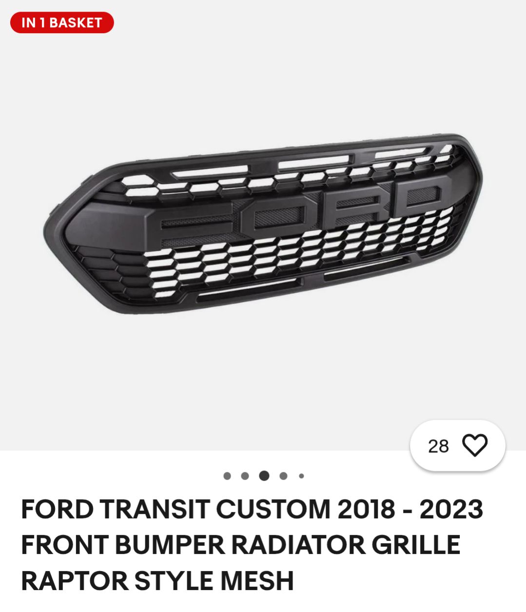 Genuine Ford Transit MK8 Facelift 2020 Onward Ford Raptor Grille