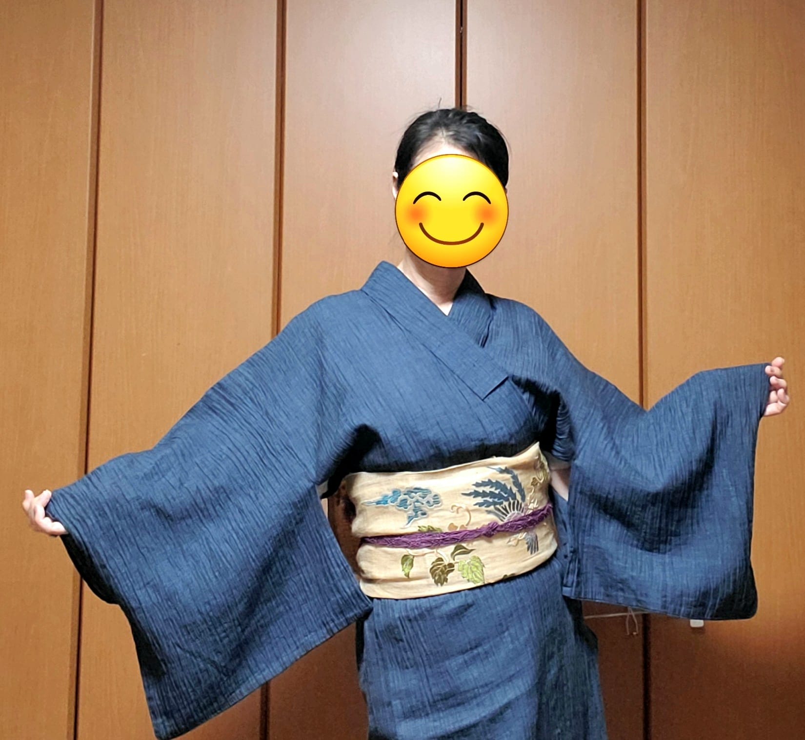 和装の時短に！ Lサイズ 半襟付き前開きワンピース襦袢 着物は