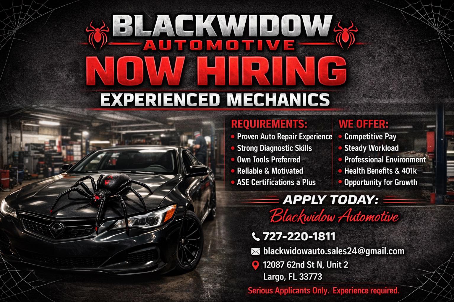 Job opening for auto technician position