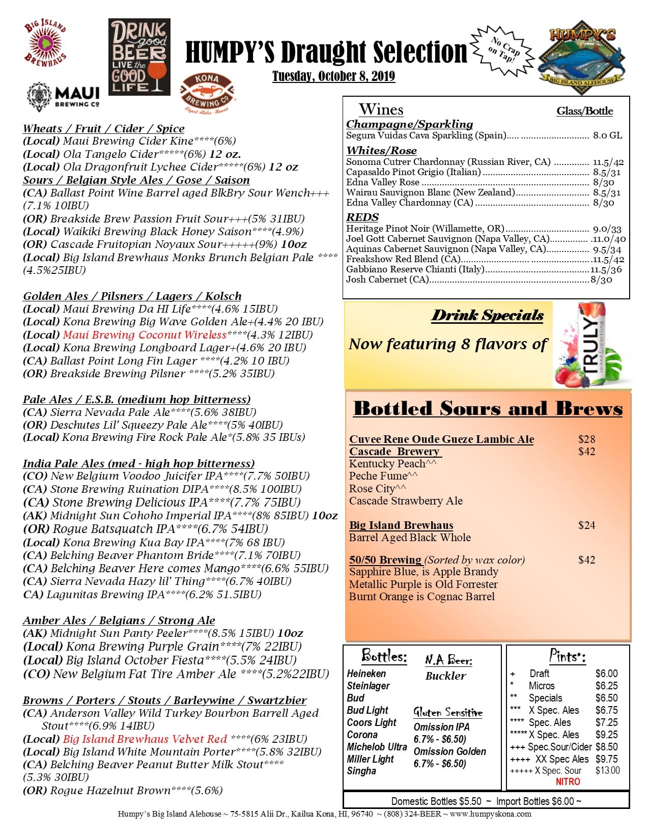 As promised the menu is... - Humpy's Big Island Alehouse | Facebook
