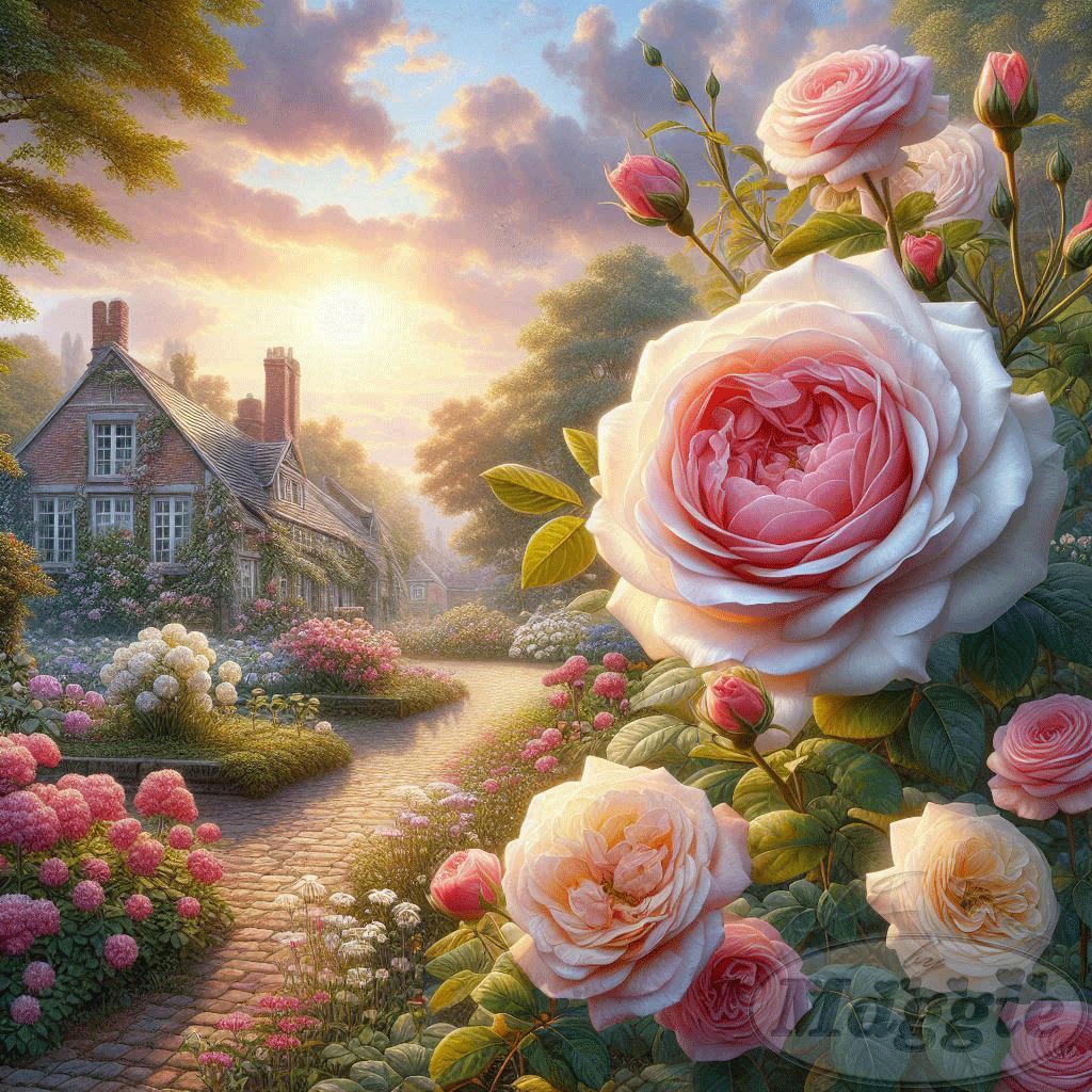 Rosa centifolia 3D airbrushed digital oil painting