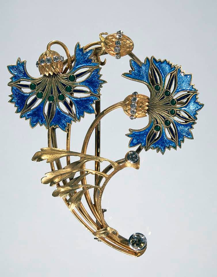 Broche Art Déco Signée AMWAY - Dorée Avec Pierres Du Rhin Et Pierre Noire - Très Bon état - Occasion