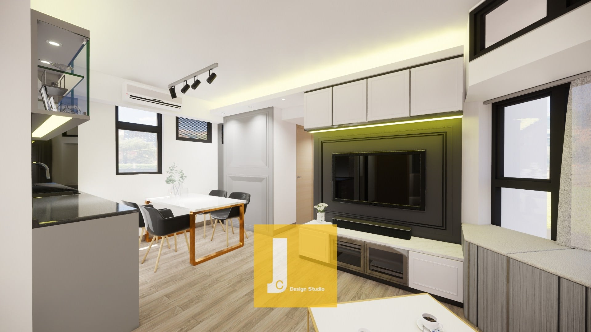 設計師採取開放式格局來打造客餐廳空間，讓自然採光可以充分進駐，使空間感更加明亮舒... - JC design studio | Facebook