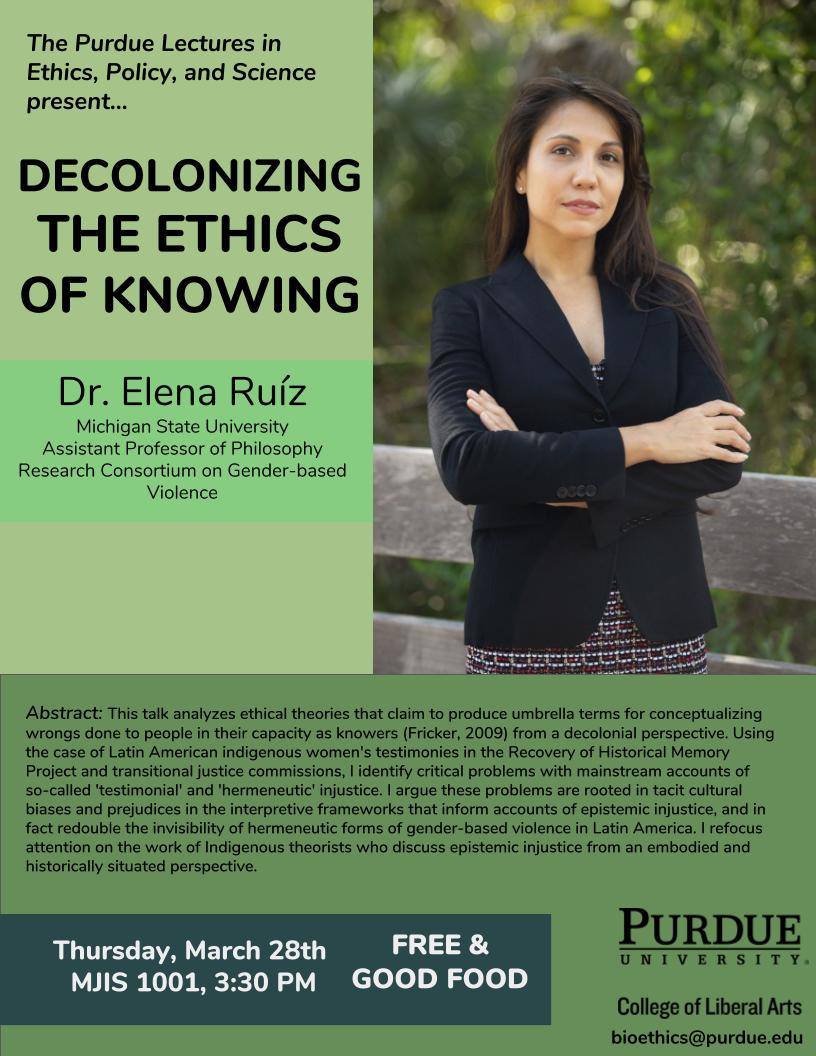 Dear... - Purdue Lectures in Ethics, Policy, and Science