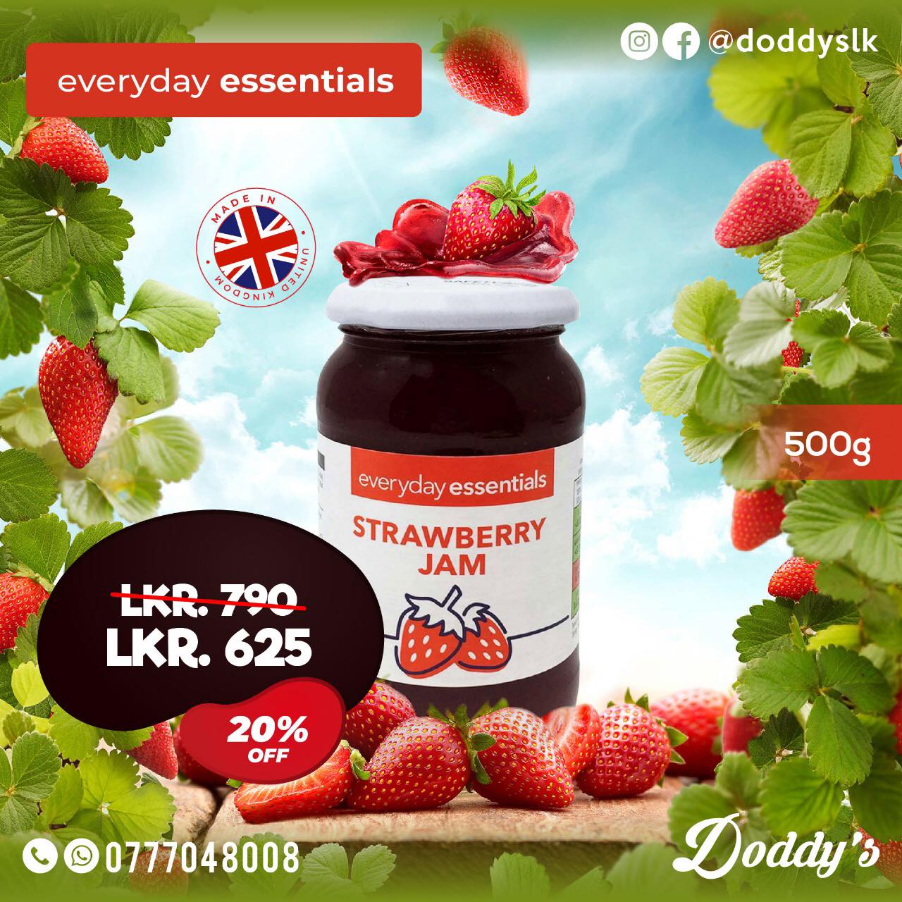 Doddy's - Everyday essentials strawberry Jam. Made in U.K....
