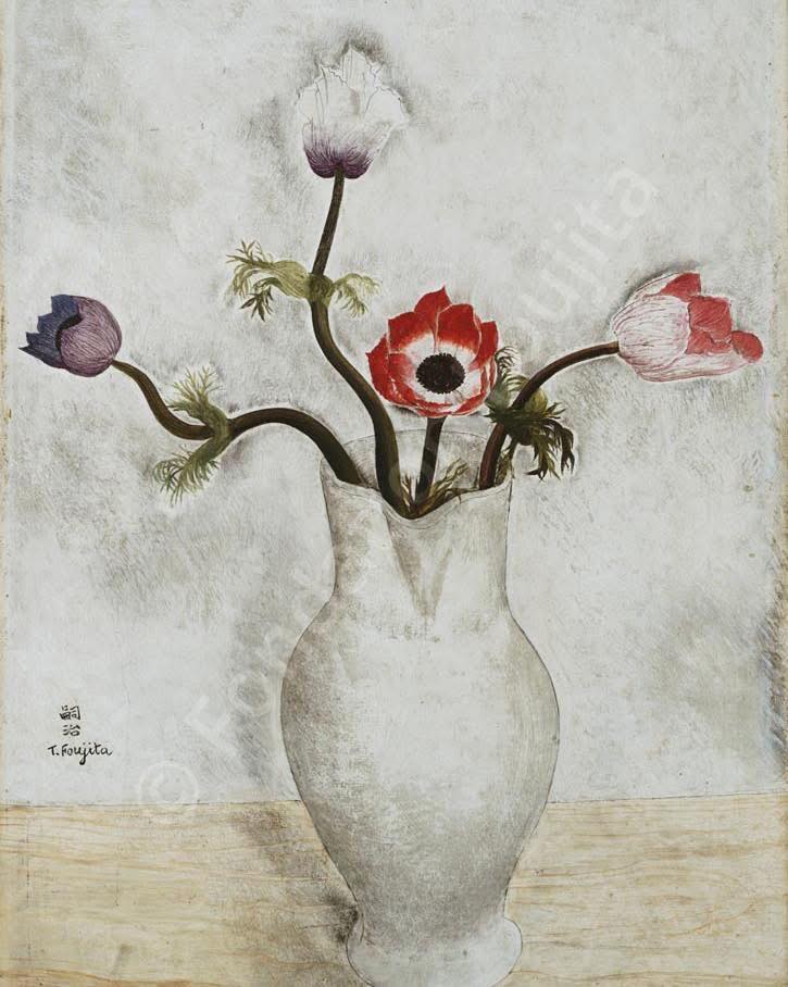 Léonard Tsuguharu Foujita Still life with Anemones, 1918 oil on