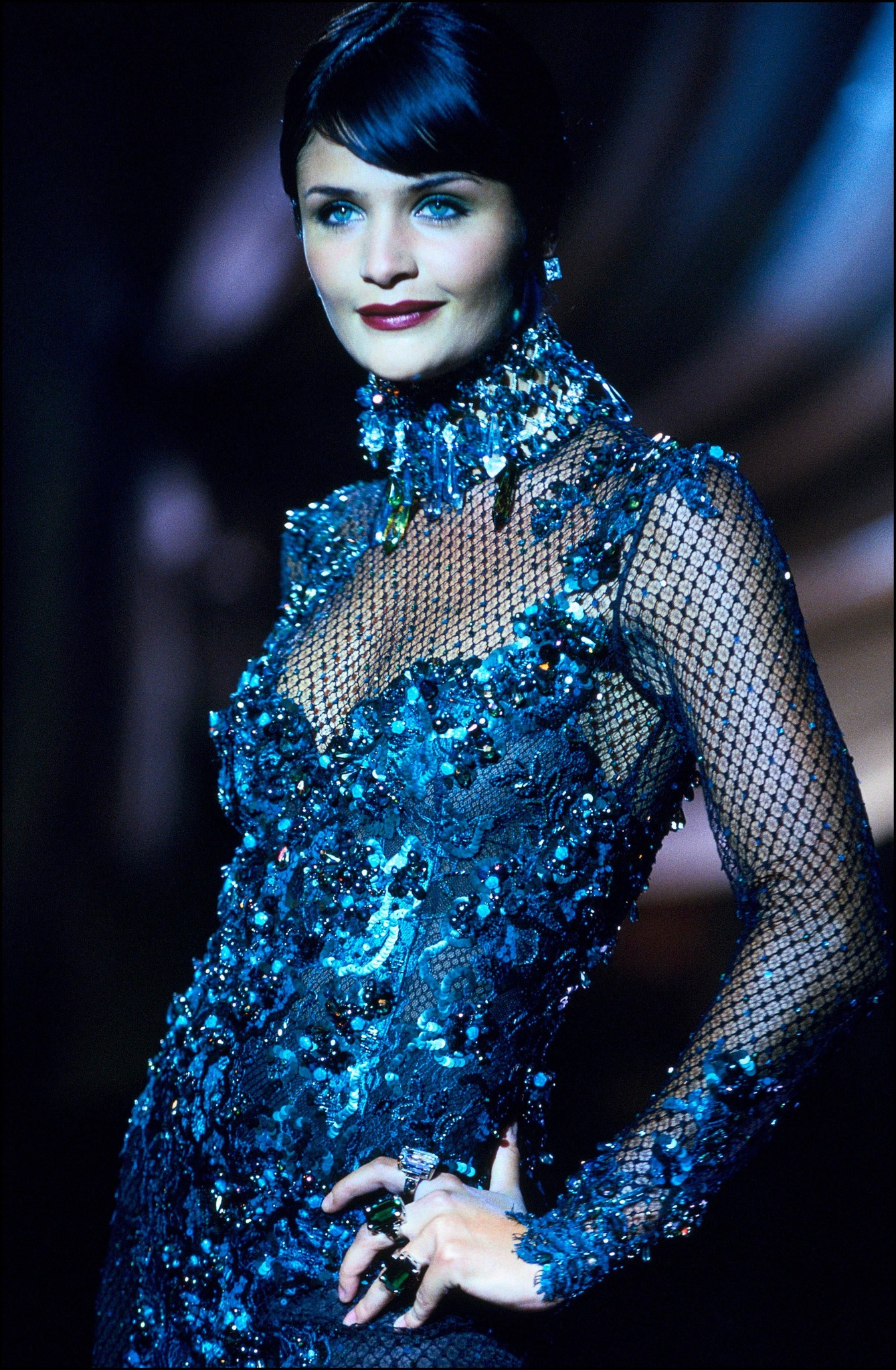 Helena Christensen in Christian Dior by Gianfranco Ferré fall 1995