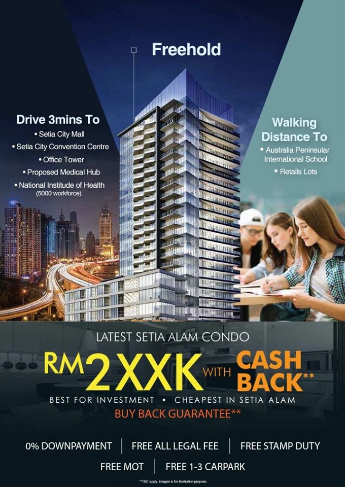 Klang Valley New Project Setia Alam Studio Condo Start From Rm280k Bumi Price With Cash Back Or Fully Furnished Freehold Best For Investment Ownstay From 500sf 730sf 1 2 Rooms Walking