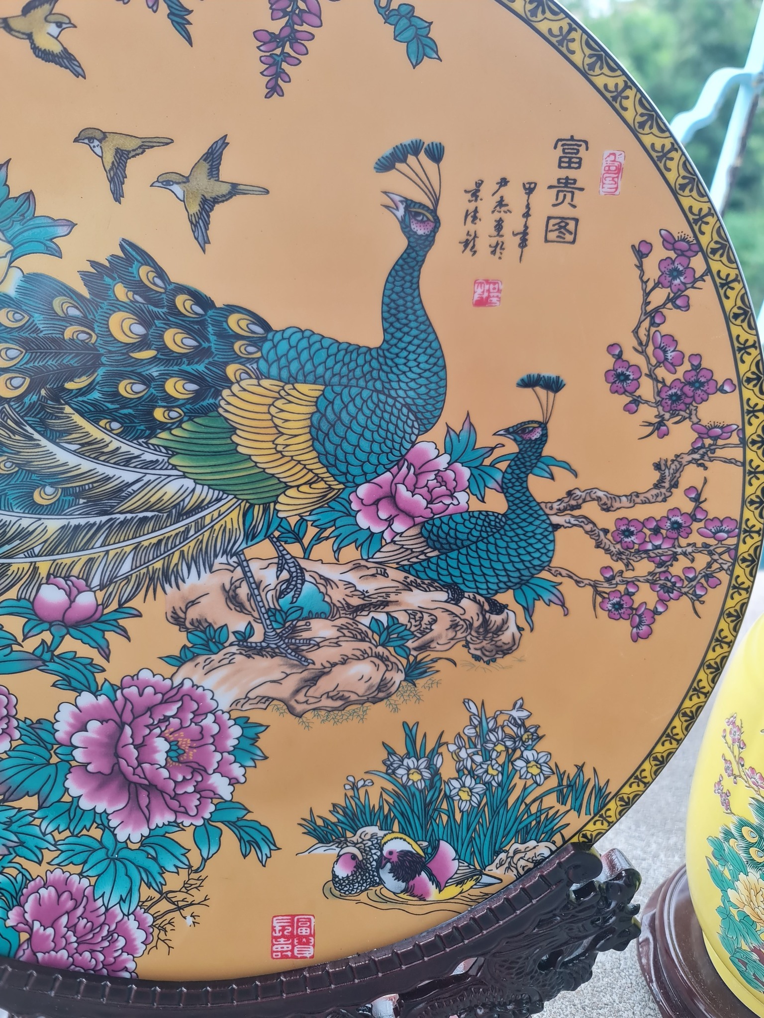 70-80年代孔雀富贵图请看图全部都有带架完整全部Rm340 要的可以Lock