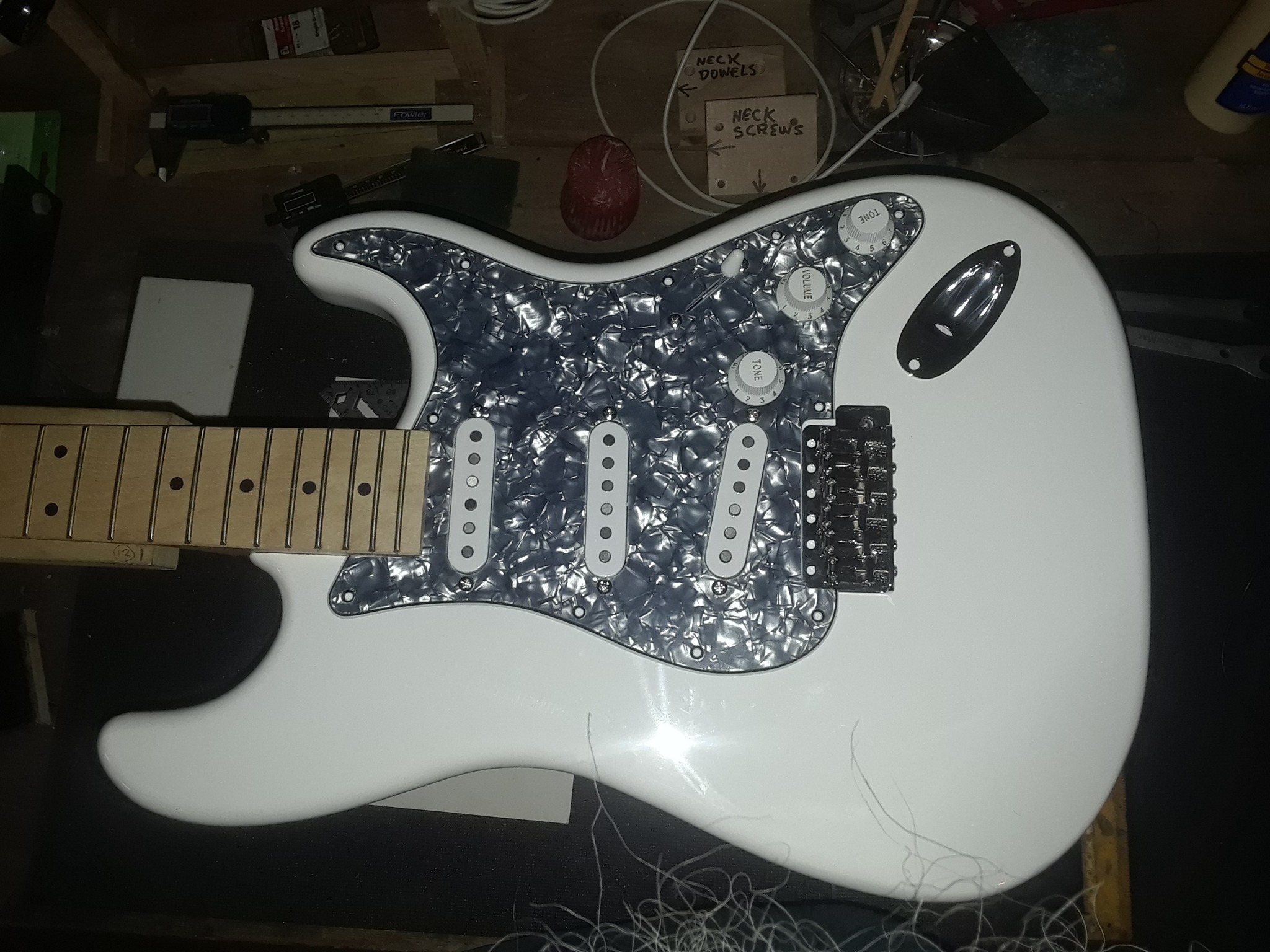ZM7 in Trans White with White White Bust edges, Antique Ash body