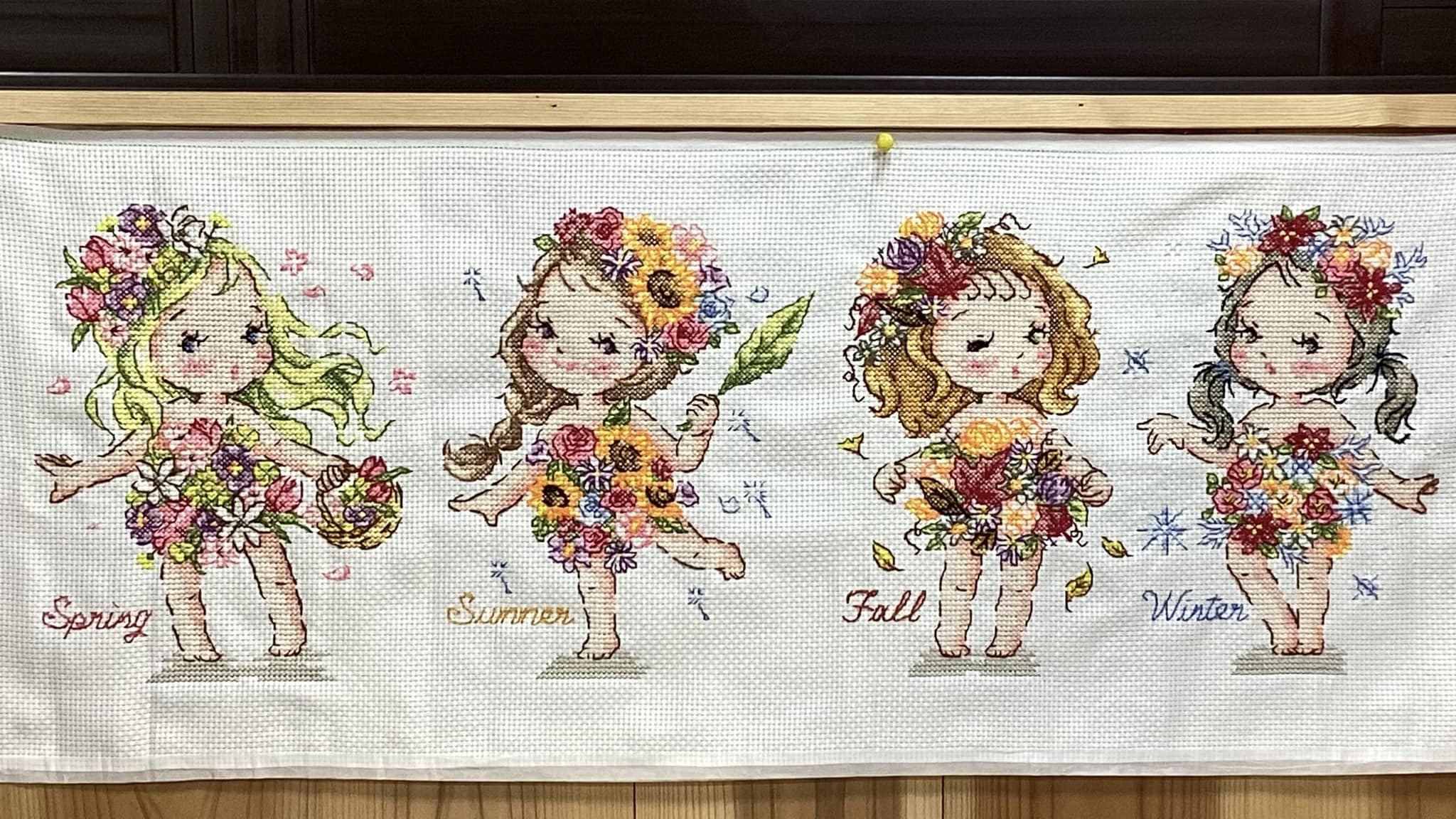 Finishing Four Seasons cross stitch by Marjolein Bastin