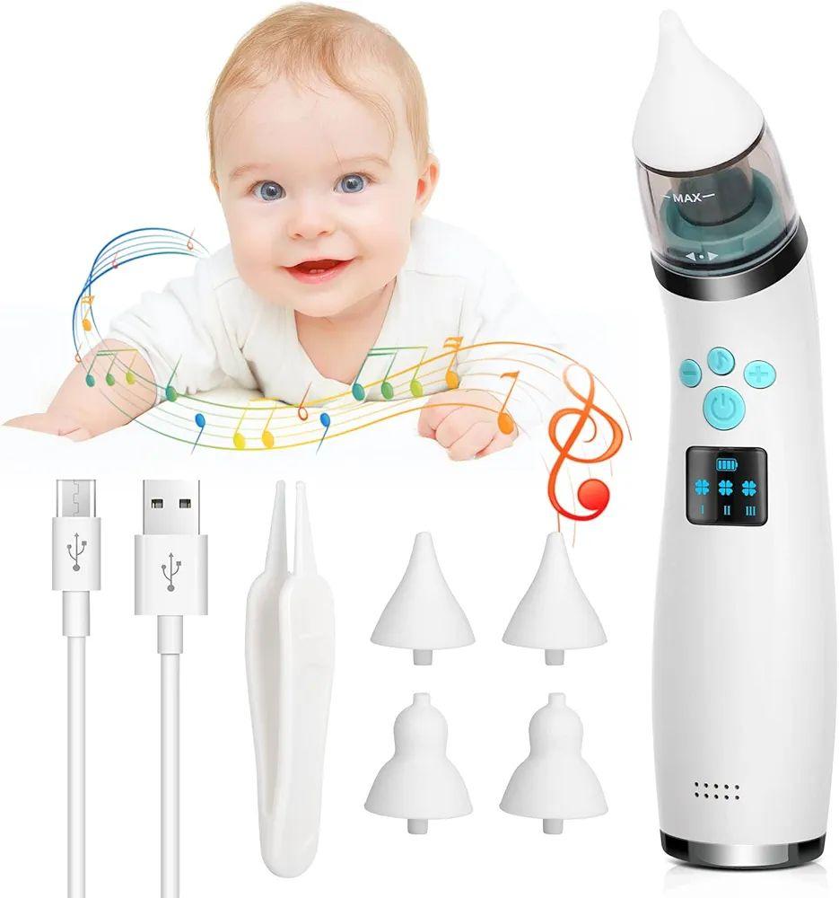 Embouts Silicone Doux Sécurité Soin Bébé Nasal Aspirateur Nasal électrique Bébé - 5 Modes, Musique LED 5 Modes Aspiration Décongestion Nez Bébé Sans Danger