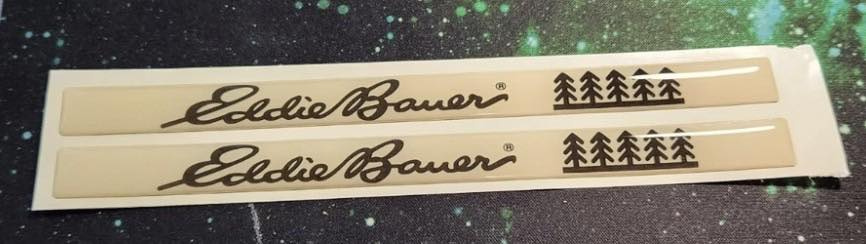 92-96 Ford Bronco Eddie Bauer Fender Emblems – Pair Of 2pc Chrome & Black Nameplates (USED)