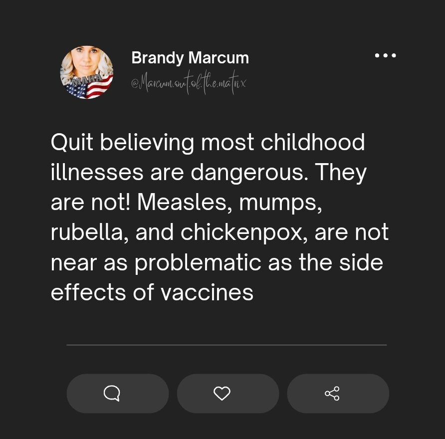 Brandy - Let's just compare the measles to the MMR for example: MMR ...