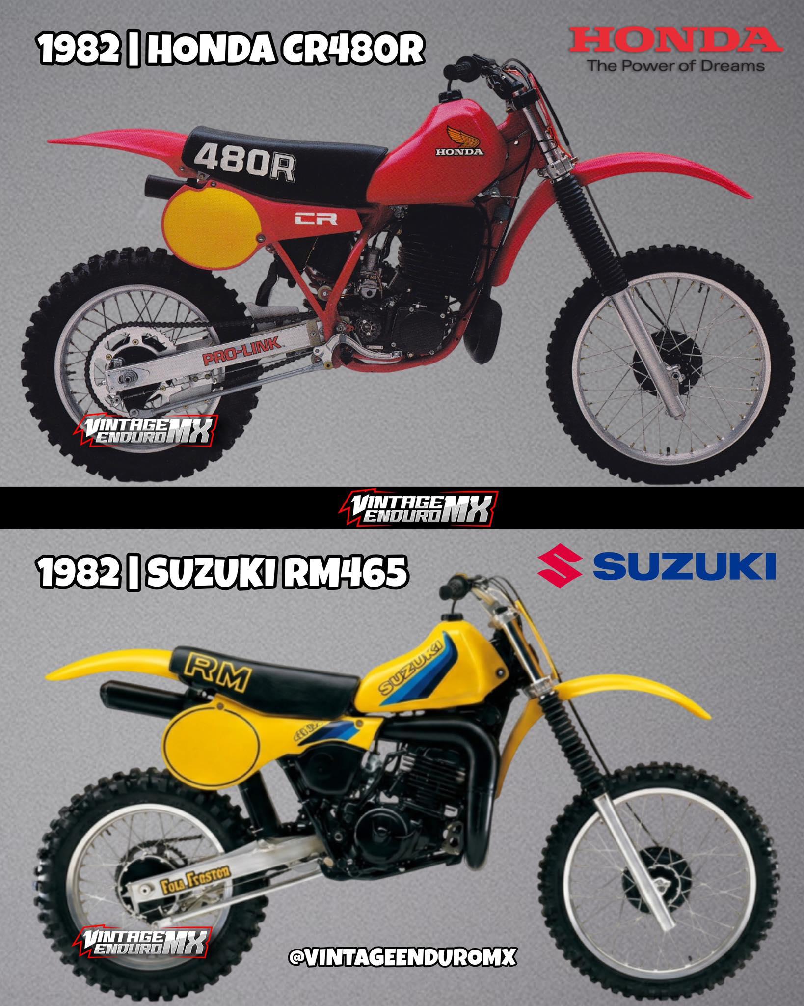 The big bore dinosaurs of 1982 1982 Yamaha YZ490, Honda CR489R