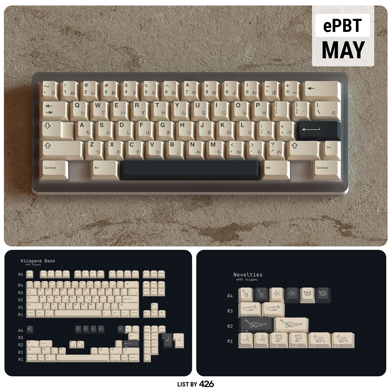 ePBT Origami Keycap Base + Novelties Kit 426 - ePBT Origami Open
