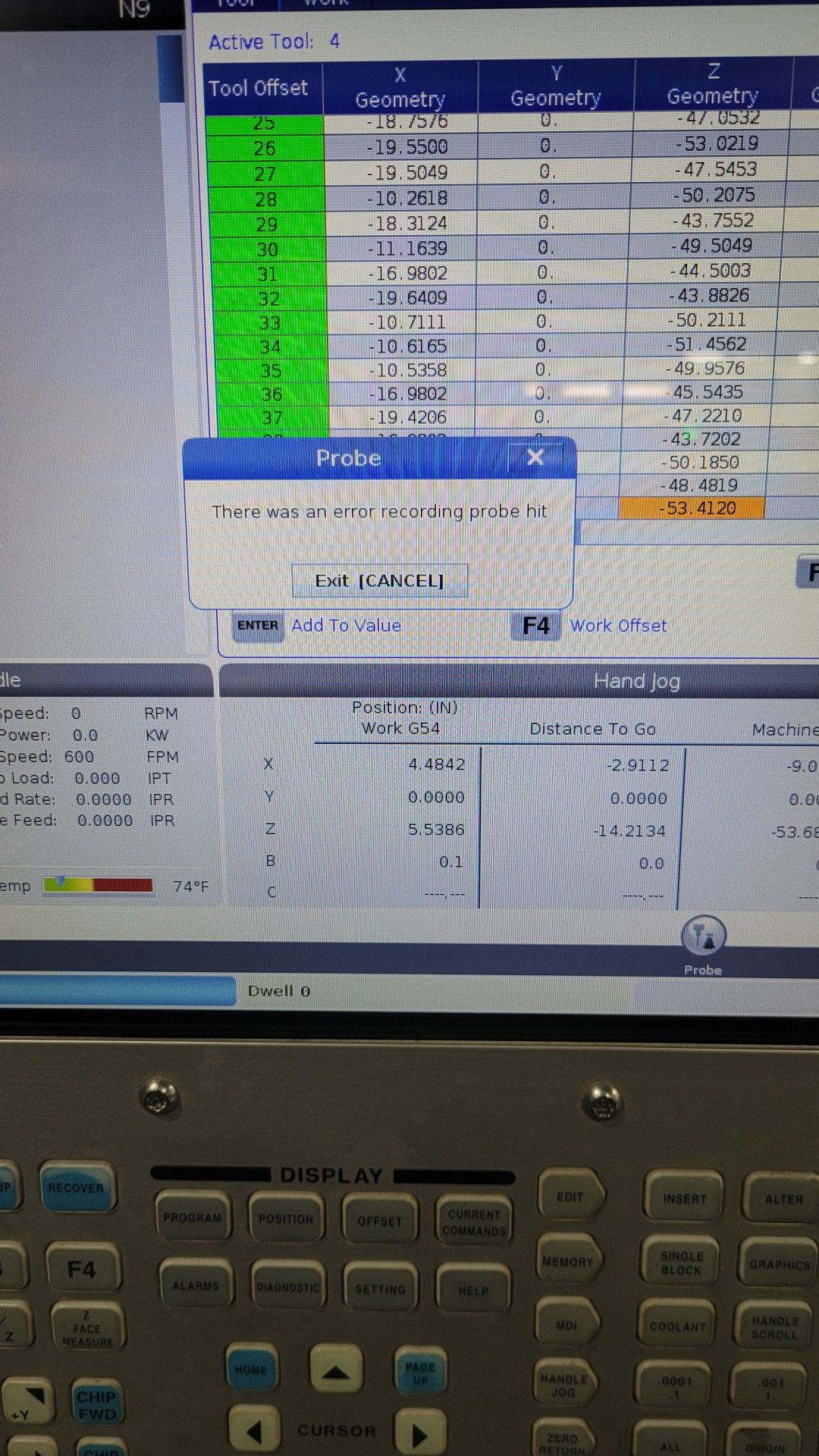 Haas ST-30Y manual probing error issue