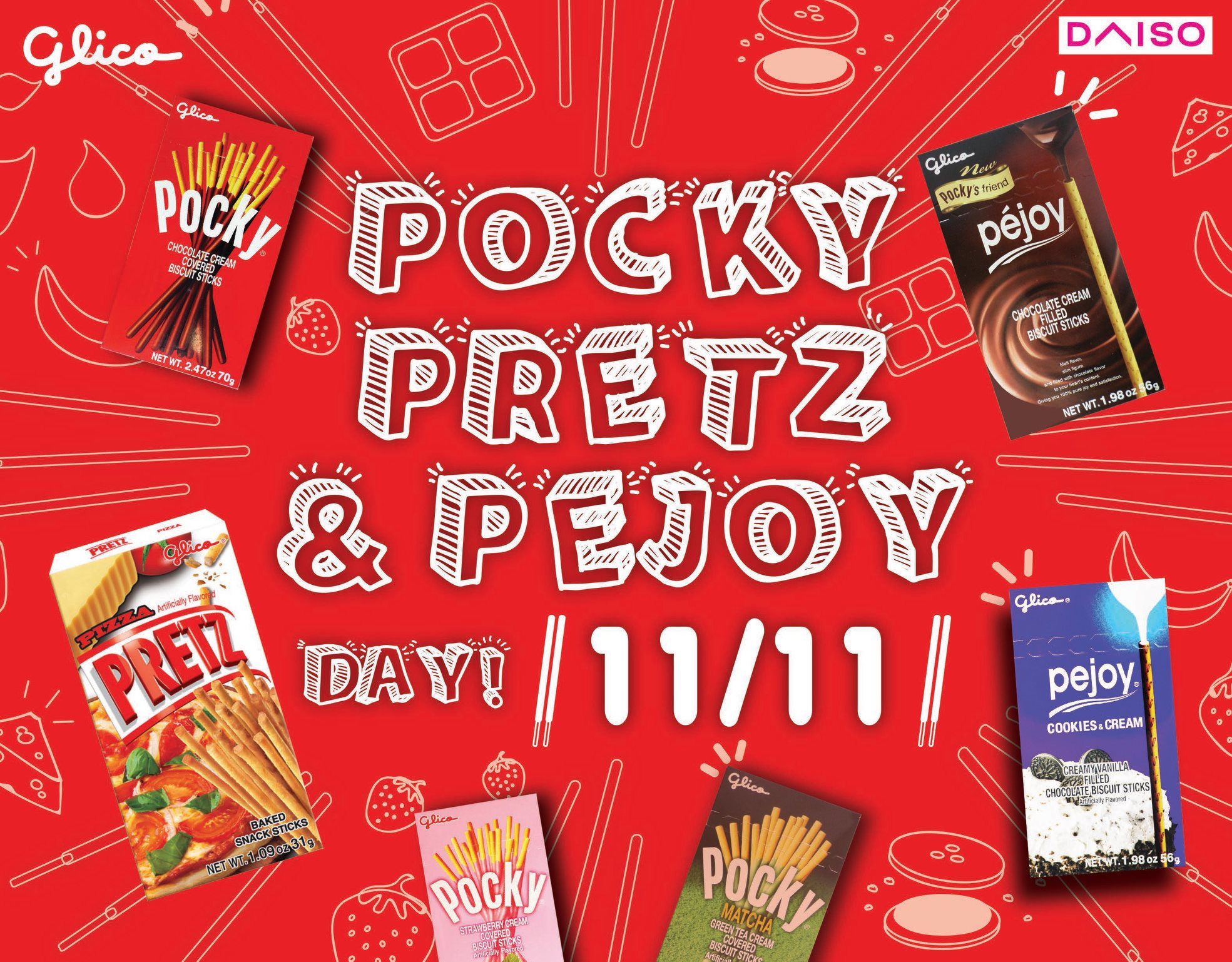 🎇🎉🥰 Celebrate 11/11 with Pocky, Pretz and Pejoy!