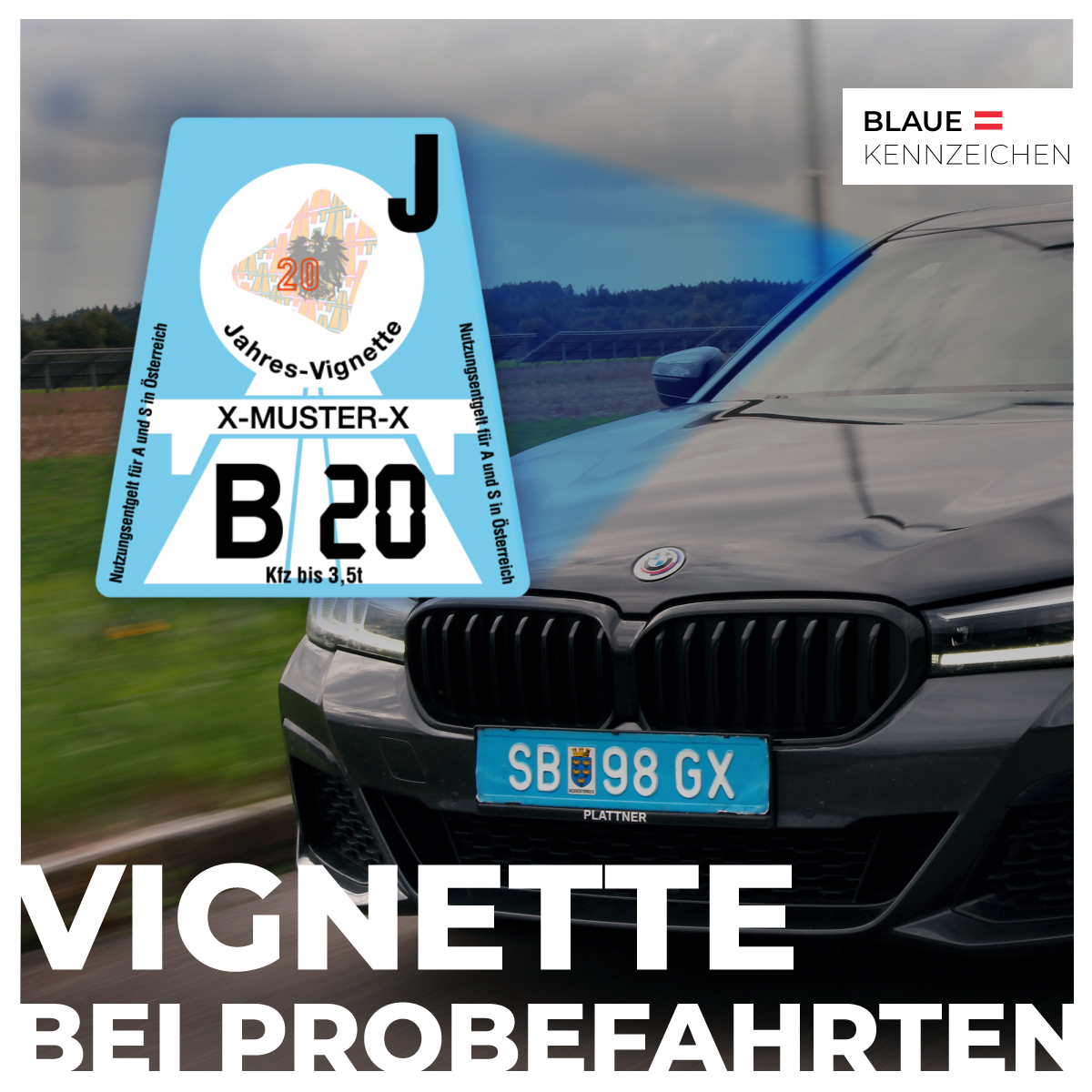 Blaues Kennzeichen Schwarze Schrift Land